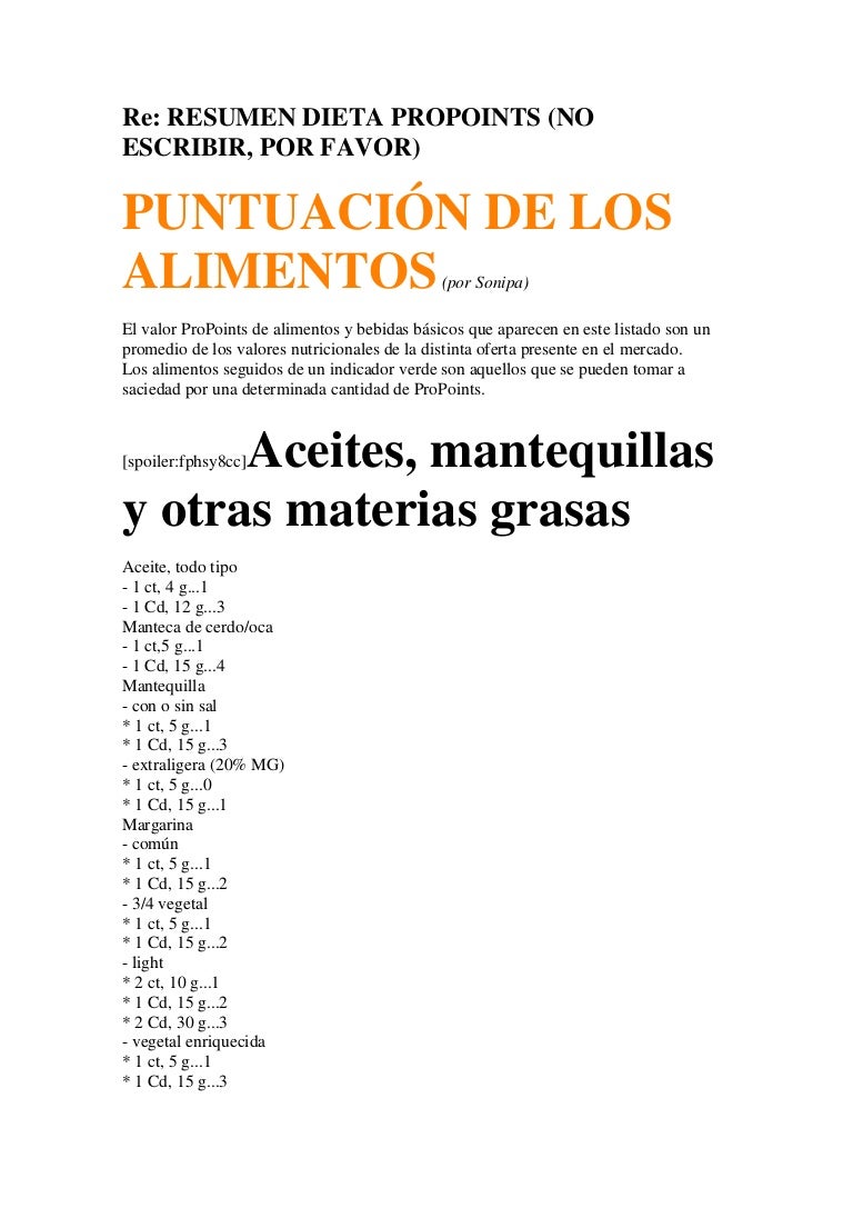 Puntos dieta en tu linea Puntos dieta en tu linea